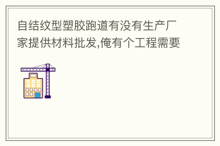 自結紋型塑膠跑道有沒有生產廠家提供材料批發(fā),俺有個工程需要施工方案,施工方法,有沒有施工工藝提供？