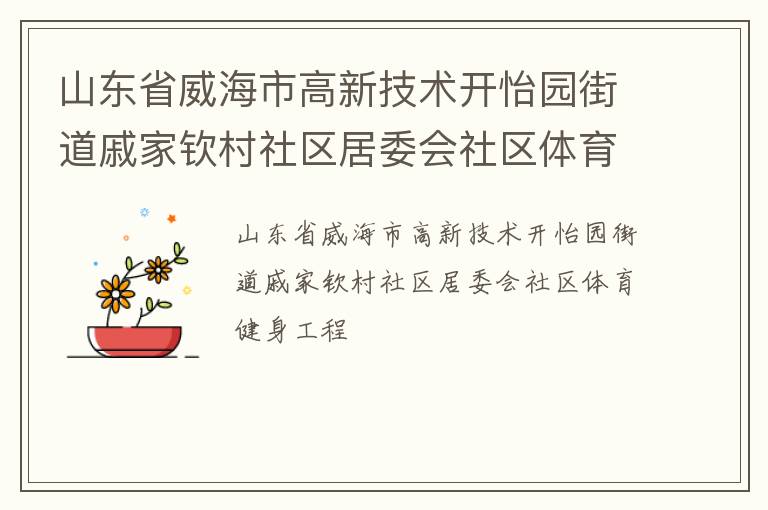山東省威海市高新技術(shù)開(kāi)怡園街道戚家欽村社區(qū)居委會(huì)社區(qū)體育健身工程