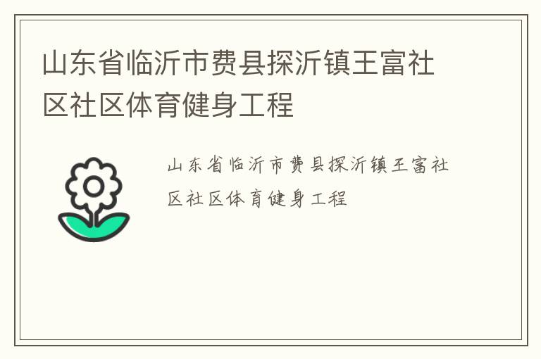 山東省臨沂市費縣探沂鎮(zhèn)王富社區(qū)社區(qū)體育健身工程