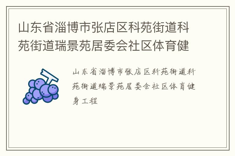山東省淄博市張店區(qū)科苑街道科苑街道瑞景苑居委會社區(qū)體育健身工程