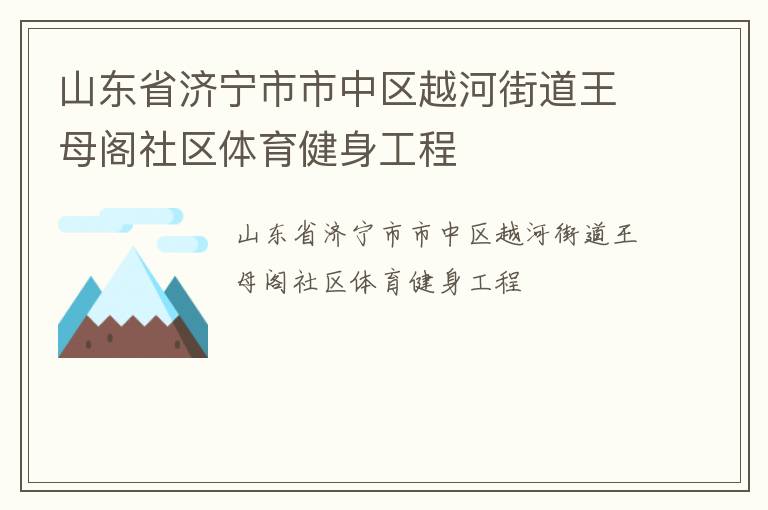 山東省濟寧市市中區(qū)越河街道王母閣社區(qū)體育健身工程