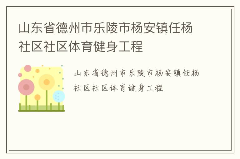 山東省德州市樂(lè)陵市楊安鎮(zhèn)任楊社區(qū)社區(qū)體育健身工程