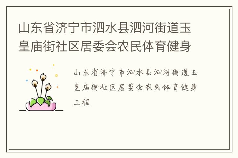 山東省濟(jì)寧市泗水縣泗河街道玉皇廟街社區(qū)居委會農(nóng)民體育健身工程