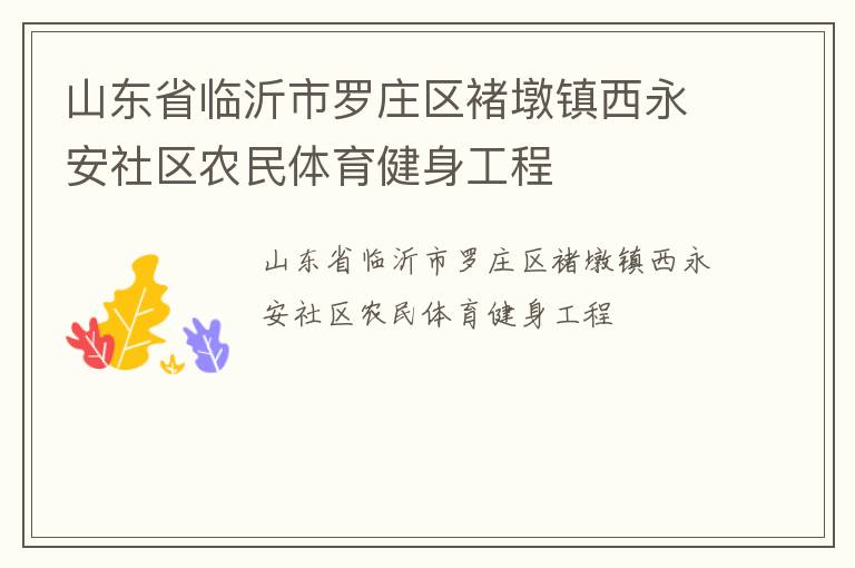 山東省臨沂市羅莊區(qū)褚墩鎮(zhèn)西永安社區(qū)農民體育健身工程