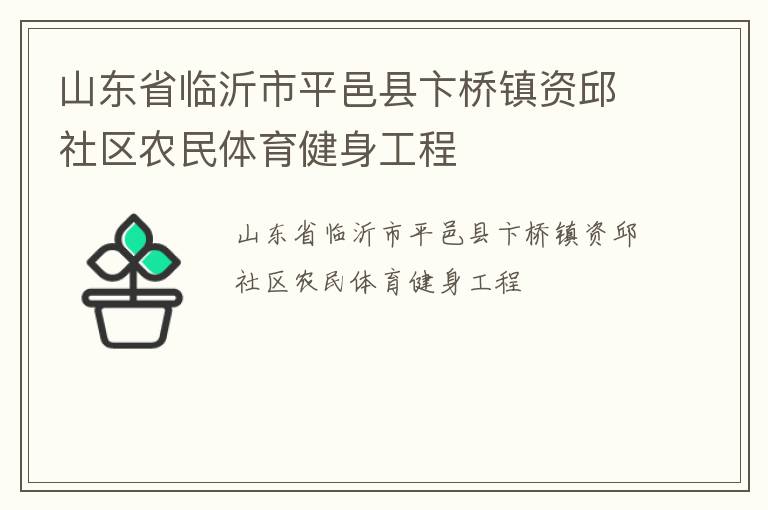 山東省臨沂市平邑縣卞橋鎮(zhèn)資邱社區(qū)農民體育健身工程