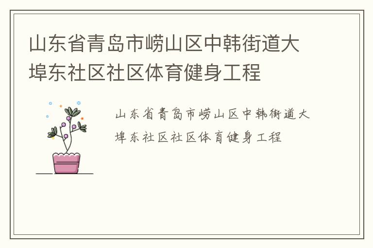 山東省青島市嶗山區(qū)中韓街道大埠東社區(qū)社區(qū)體育健身工程