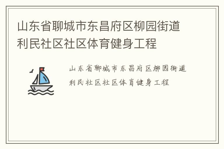 山東省聊城市東昌府區(qū)柳園街道利民社區(qū)社區(qū)體育健身工程