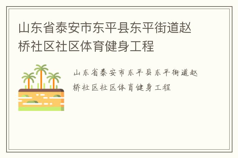 山東省泰安市東平縣東平街道趙橋社區(qū)社區(qū)體育健身工程 山東省泰安市東平縣東平街道趙橋社區(qū)社區(qū)體育健身工程