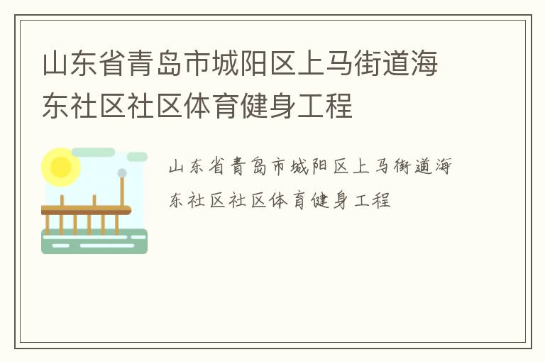 山東省青島市城陽區(qū)上馬街道海東社區(qū)社區(qū)體育健身工程