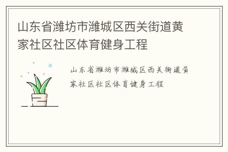 山東省濰坊市濰城區(qū)西關(guān)街道黃家社區(qū)社區(qū)體育健身工程