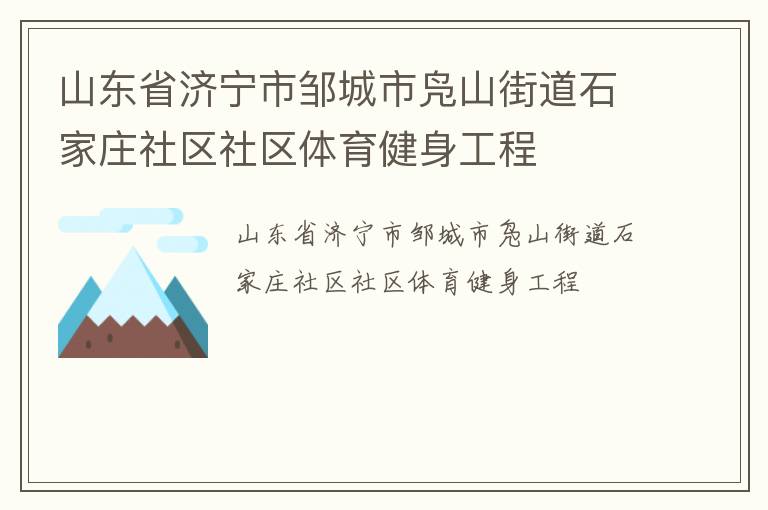 山東省濟(jì)寧市鄒城市鳧山街道石家莊社區(qū)社區(qū)體育健身工程