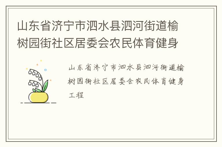 山東省濟(jì)寧市泗水縣泗河街道榆樹園街社區(qū)居委會(huì)農(nóng)民體育健身工程