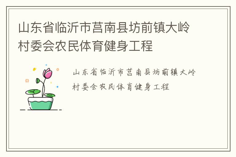 山東省臨沂市莒南縣坊前鎮(zhèn)大嶺村委會(huì)農(nóng)民體育健身工程