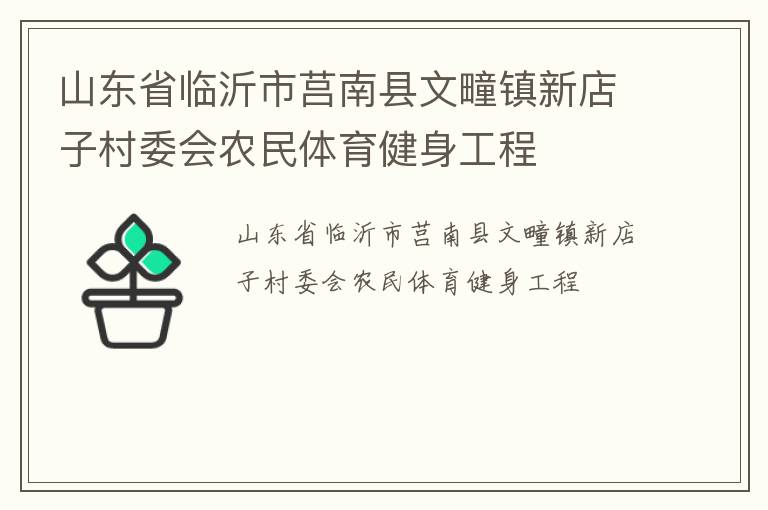 山東省臨沂市莒南縣文疃鎮(zhèn)新店子村委會農(nóng)民體育健身工程