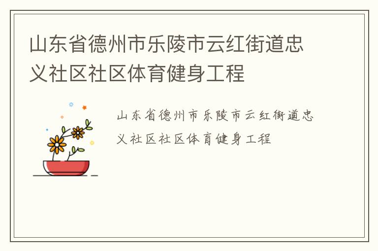 山東省德州市樂(lè)陵市云紅街道忠義社區(qū)社區(qū)體育健身工程 山東省德州市樂(lè)陵市云紅街道忠義社區(qū)社區(qū)體育健身工程