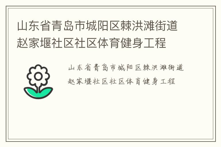 山東省青島市城陽(yáng)區(qū)棘洪灘街道趙家堰社區(qū)社區(qū)體育健身工程