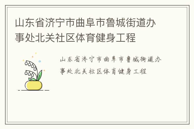 山東省濟寧市曲阜市魯城街道辦事處北關社區(qū)體育健身工程