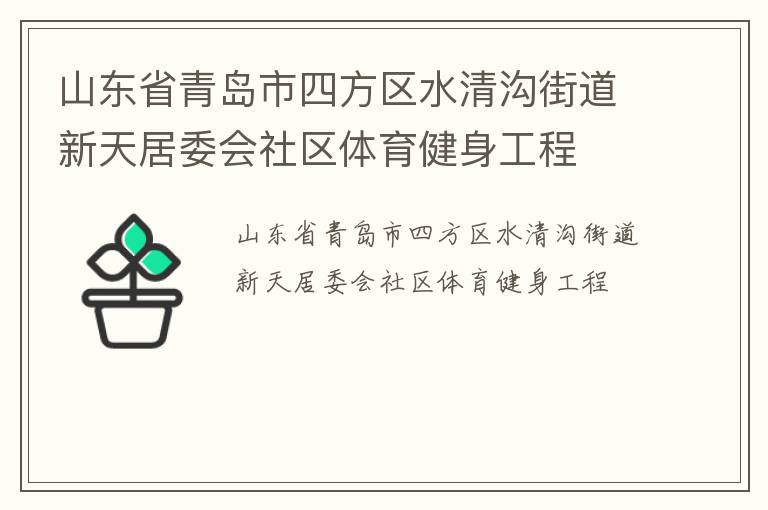 山東省青島市四方區(qū)水清溝街道新天居委會社區(qū)體育健身工程