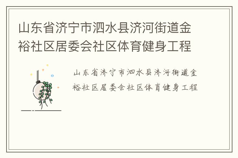 山東省濟(jì)寧市泗水縣濟(jì)河街道金裕社區(qū)居委會社區(qū)體育健身工程