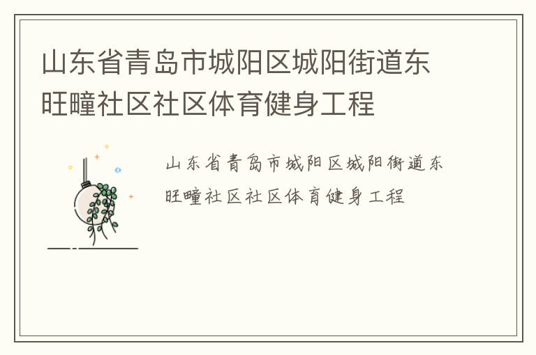 山東省青島市城陽(yáng)區(qū)城陽(yáng)街道東旺疃社區(qū)社區(qū)體育健身工程
