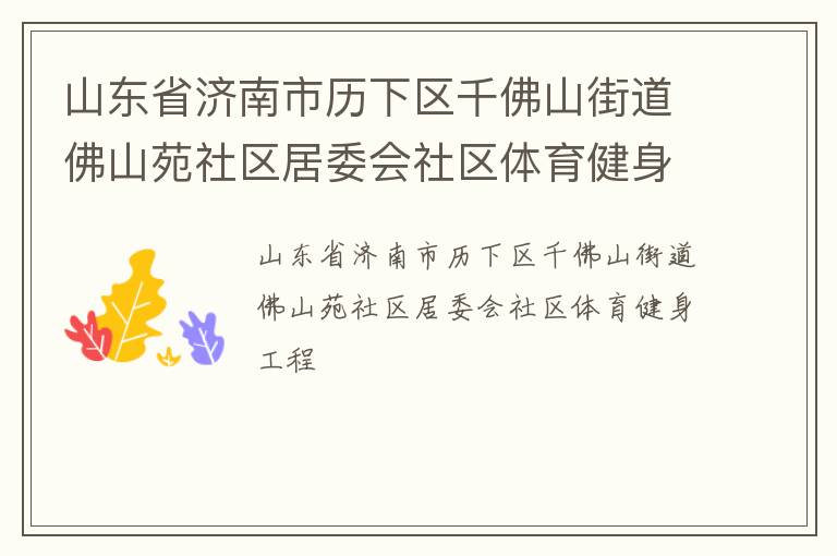 山東省濟南市歷下區(qū)千佛山街道佛山苑社區(qū)居委會社區(qū)體育健身工程