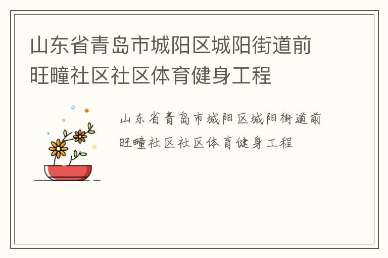山東省青島市城陽(yáng)區(qū)城陽(yáng)街道前旺疃社區(qū)社區(qū)體育健身工程