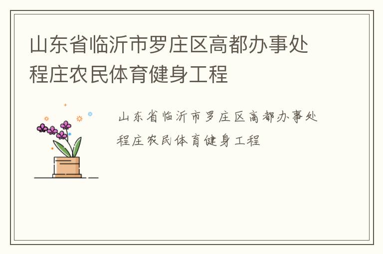 山東省臨沂市羅莊區(qū)高都辦事處程莊農民體育健身工程