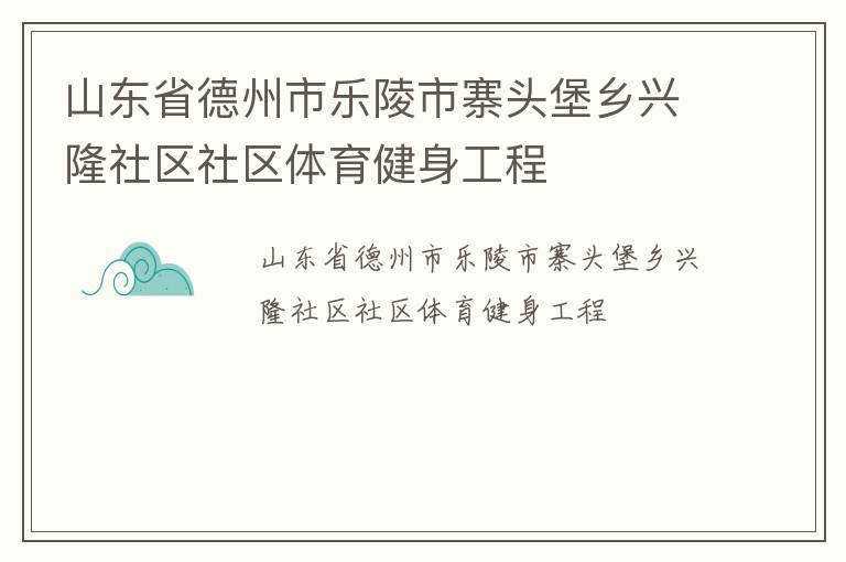 山東省德州市樂(lè)陵市寨頭堡鄉(xiāng)興隆社區(qū)社區(qū)體育健身工程