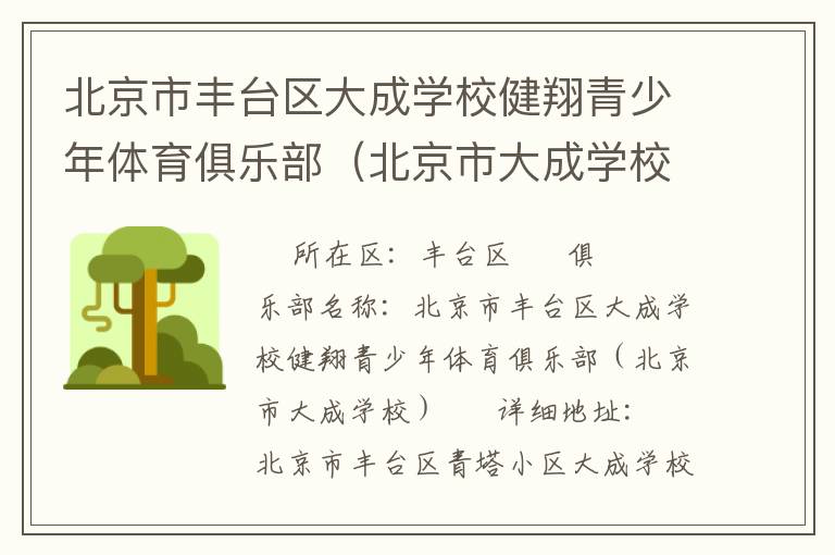 北京市豐臺區(qū)大成學校健翔青少年體育俱樂部（北京市大成學校）