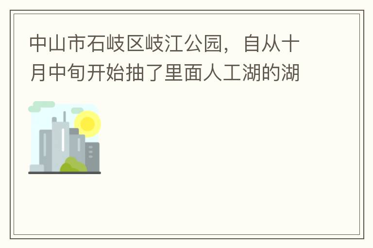 中山市石岐區(qū)岐江公園，自從十月中旬開始抽了里面人工湖的湖水，然后導(dǎo)致湖水下面大幅度下降，截止到12月5日依舊沒有恢復(fù)。問過園內(nèi)保安說是維修噴水設(shè)備?？墒沁@個維修效率太慢了！太久了！這接近2個月的時間以